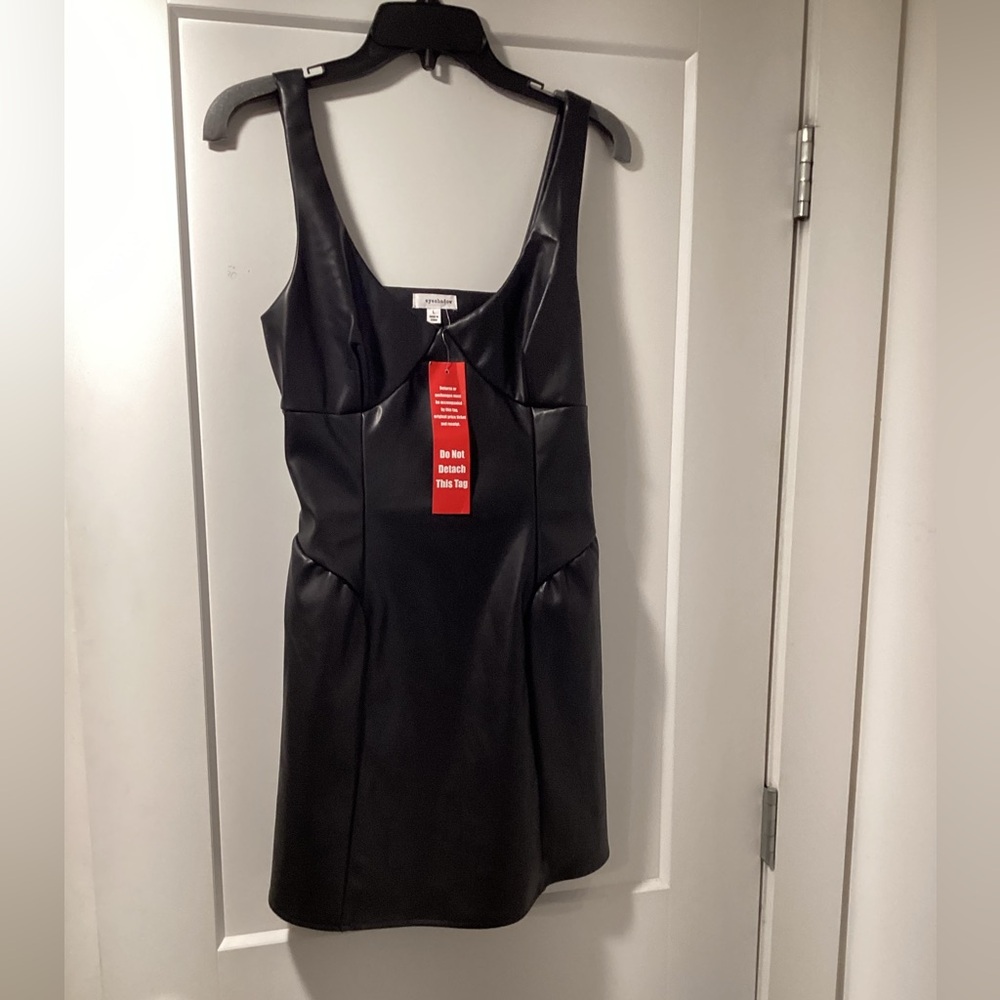 Eyeshadow Black Faux Leather Mini Dress Size L Sleeveless Party J79122CHZU